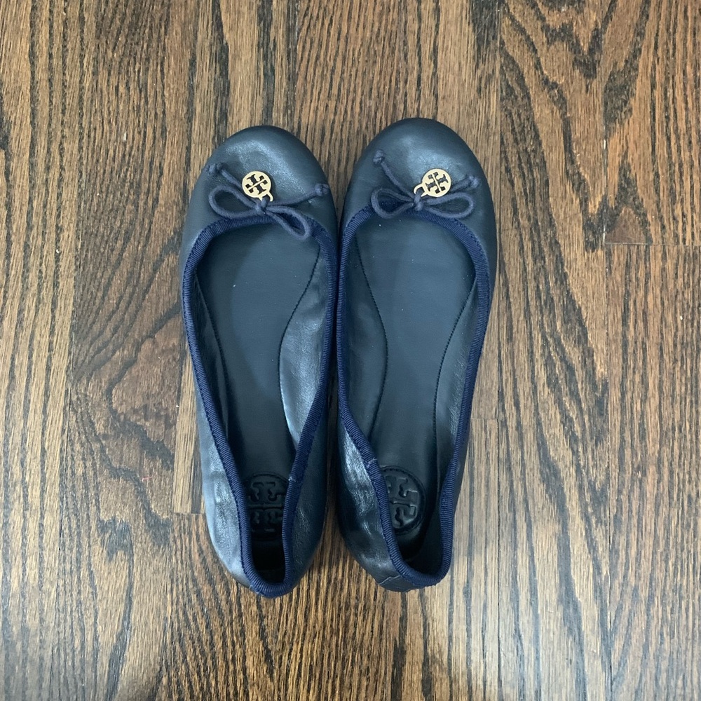 Good Worn Condition Tory Burch Ballet Flats Navy Blue Women’s Size 5.5